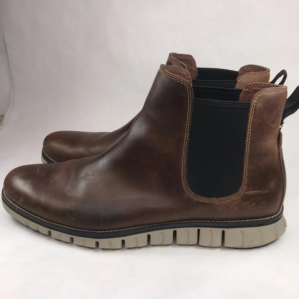 Cole Haan Zero Grand Men's 13 Waterproof Brown Leather Chelsea Boots C30164